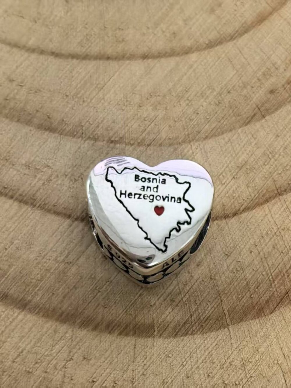 Pandora Bosnia and Herzegovina Exclusive Heart Charm, S925 Silver Jewelry